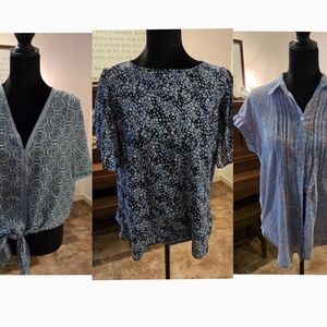 SET OF THREE Blue Women's Tops